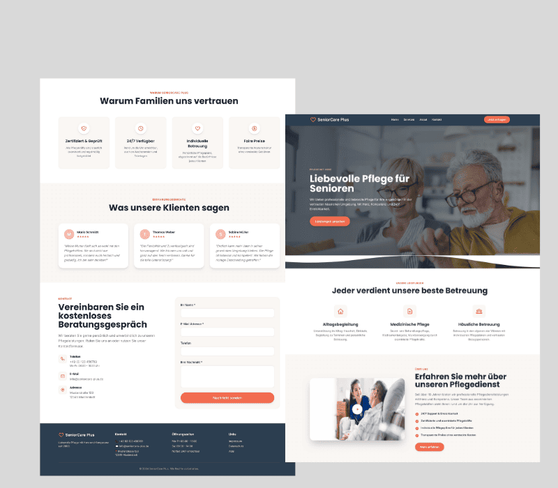 Altenpflege One-Pager Website